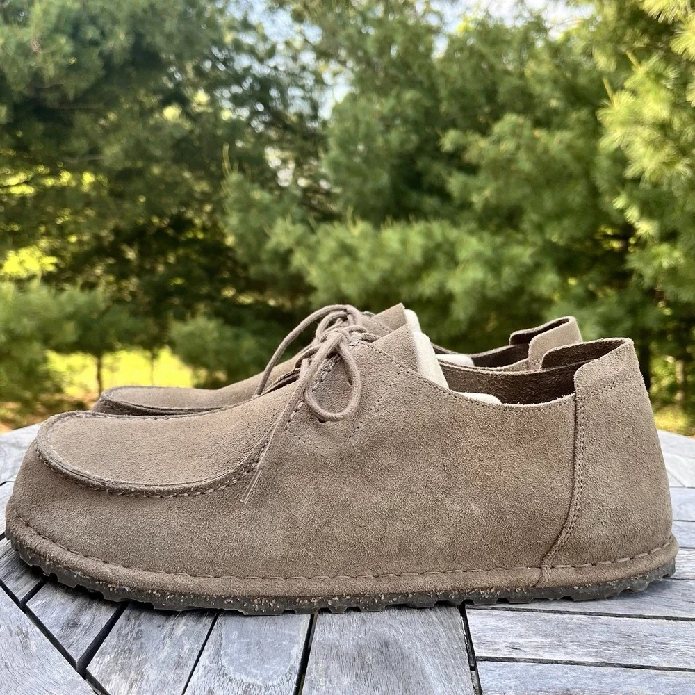 Birkenstock Utti Lace-Up Shoe Mens Size 46 | 13 Gray Taupe Suede Regular Fit